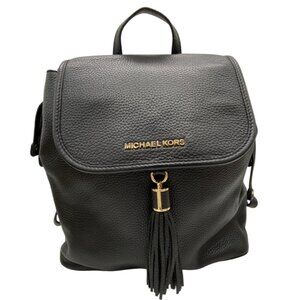 Michael Kors Bedford Black Drawstring Backpack with Gold Hardware
